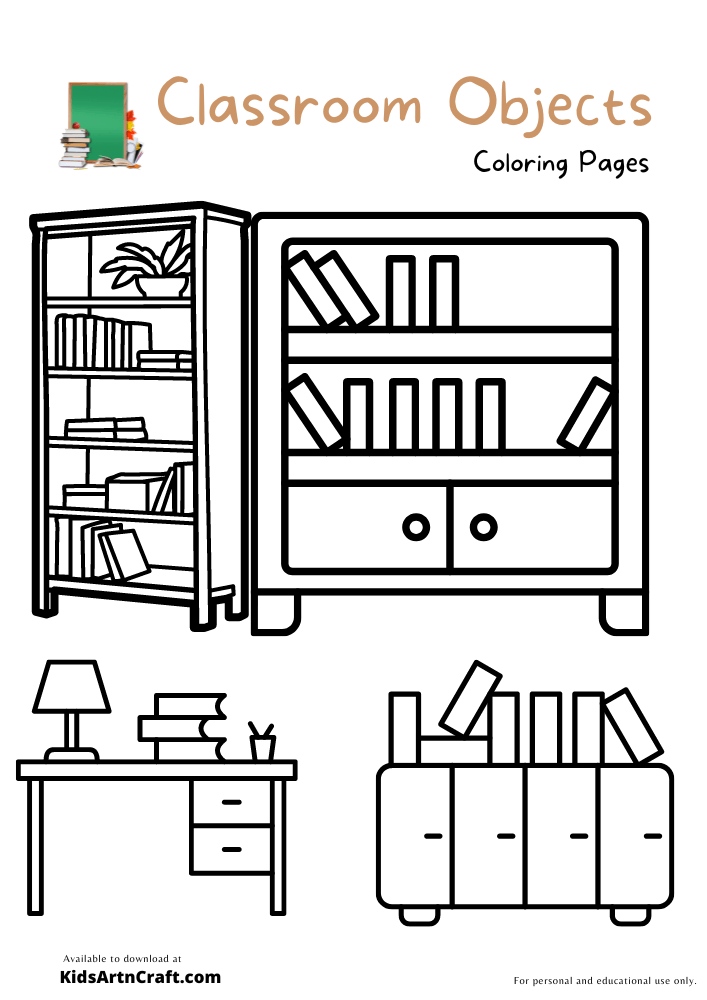 Classroom Objects Coloring Pages For Kids – Free Printables