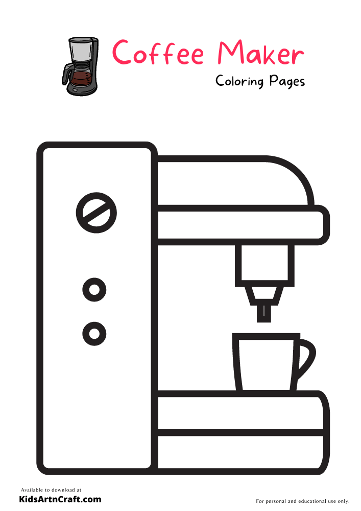 Coffee Maker Coloring Pages For Kids-Free Printable