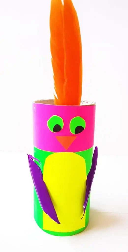 Colorful Birds Craft With Empty Toilet Paper Roll For Preschoolers