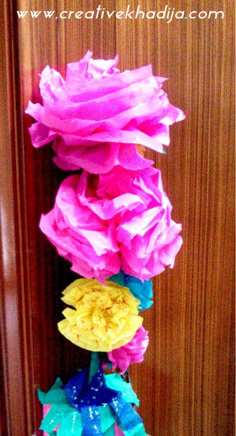 Colorful Crepe Paper Flower Craft Idea For Decoration