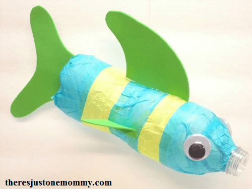 Recycled Colorful Plastic Water bottle Fish Craft Idea For Kids