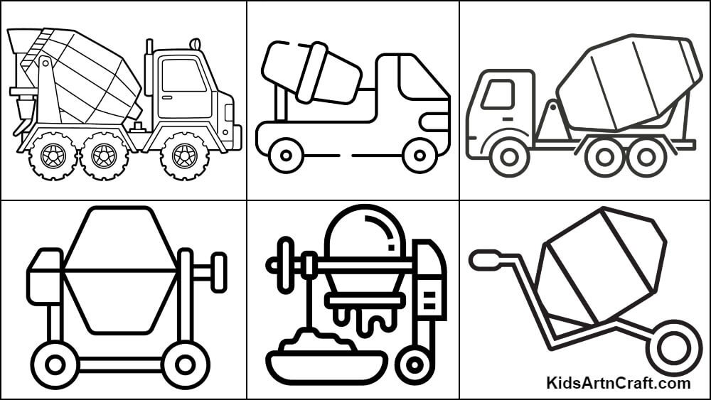 Construction Mixer Coloring Pages For Kids – Free Printables
