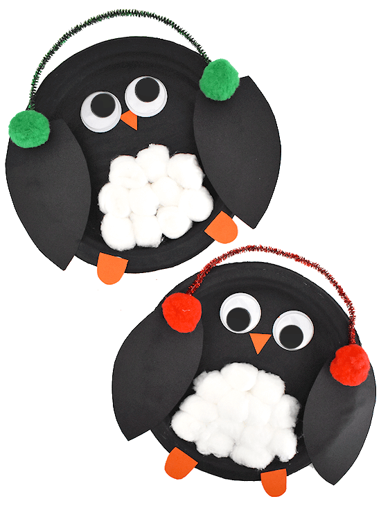 Cotton Ball Penguin Craft Using Paper Plate