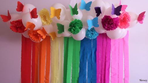 Crepe Paper Flowers Balloon Party Decoration Ideas At Home