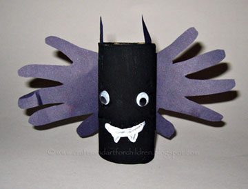Cute Toilet Paper Roll Halloween Bat Craft For Kids