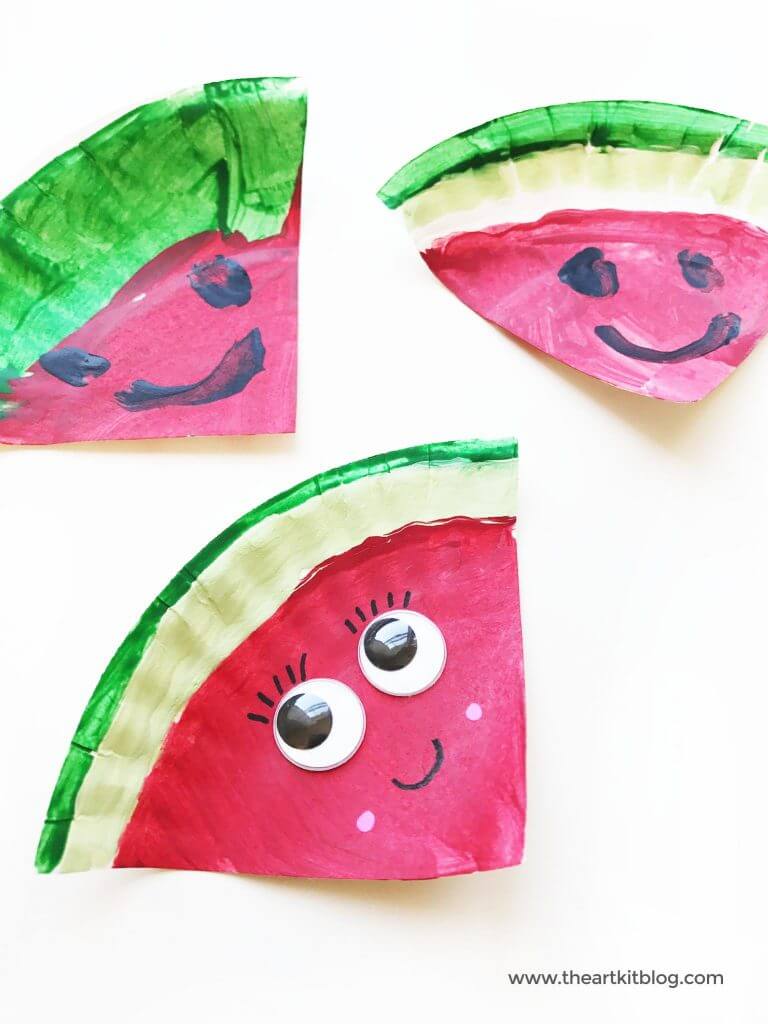 Cute Watermelon Slices Paper Plate Craft For Kids