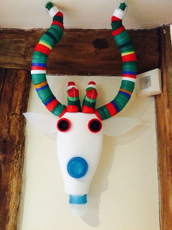 Recycled Deer Head Animal Craft Idea With Plastic Bottle For Kids