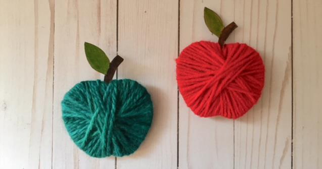 DIY Cardboard Apple Craft Using Yarn For Kids