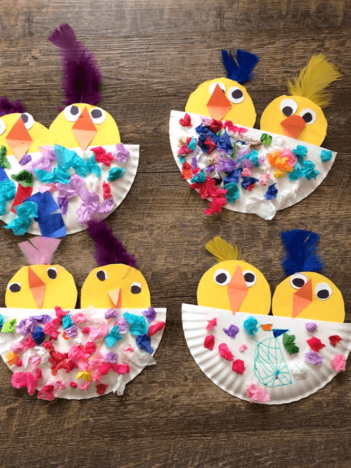 DIY Colorful Chick Nest Craft With Paper Plate