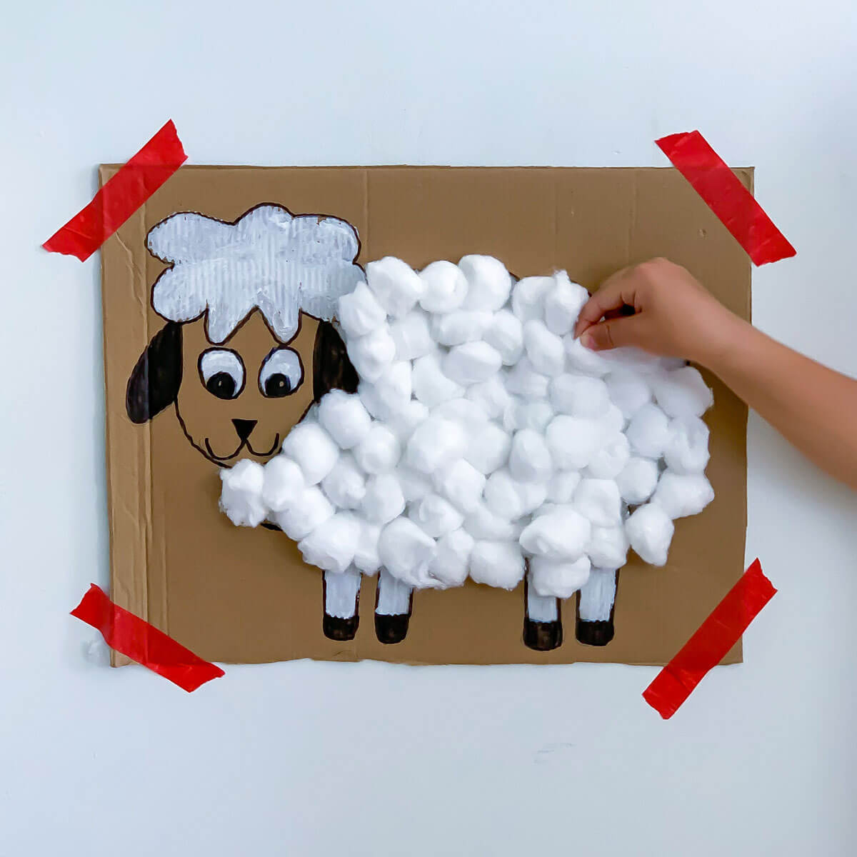 DIY Cotton ball Sheep Craft With Cardboard For Kids