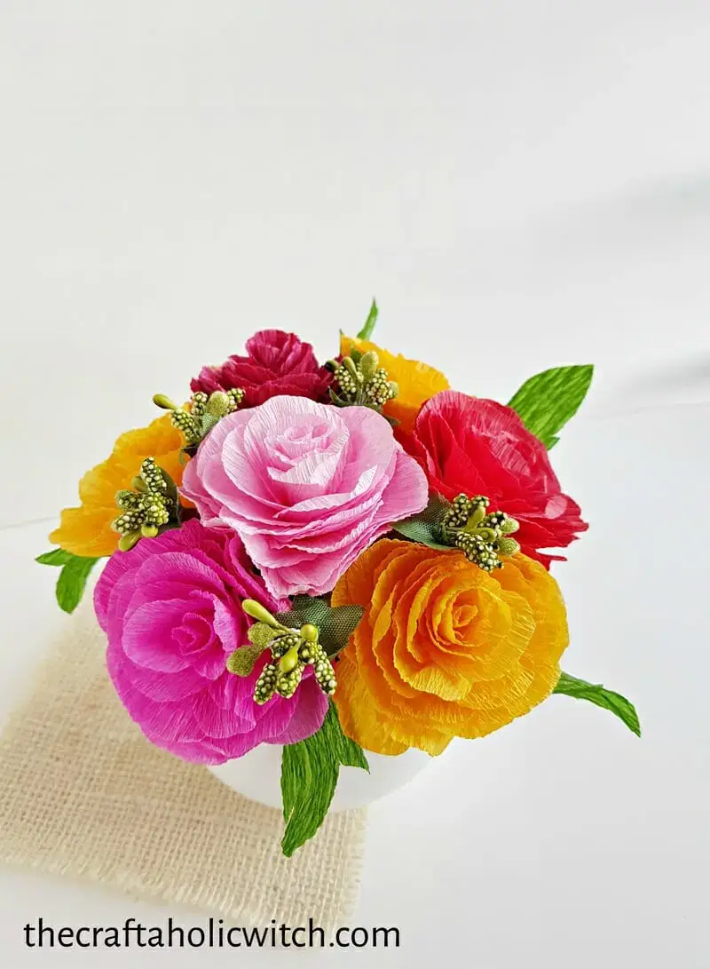 DIY Crepe Paper Roses Flower Craft Template Ideas