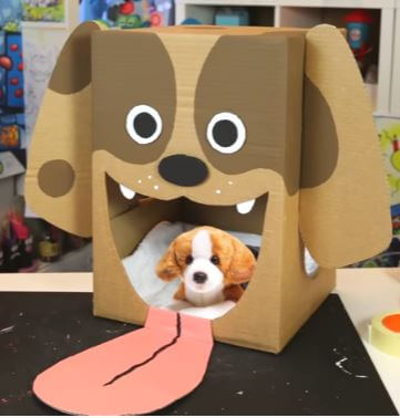 DIY Dog Bed Cardboard Craft Idea For Kids