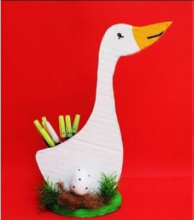 DIY Duck Flower Vase Cardboard Craft 
