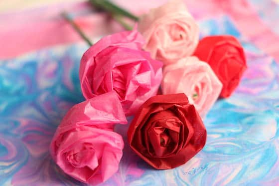 DIY Easy Tissue Paper Origami Rose Bouquet Craft Idea