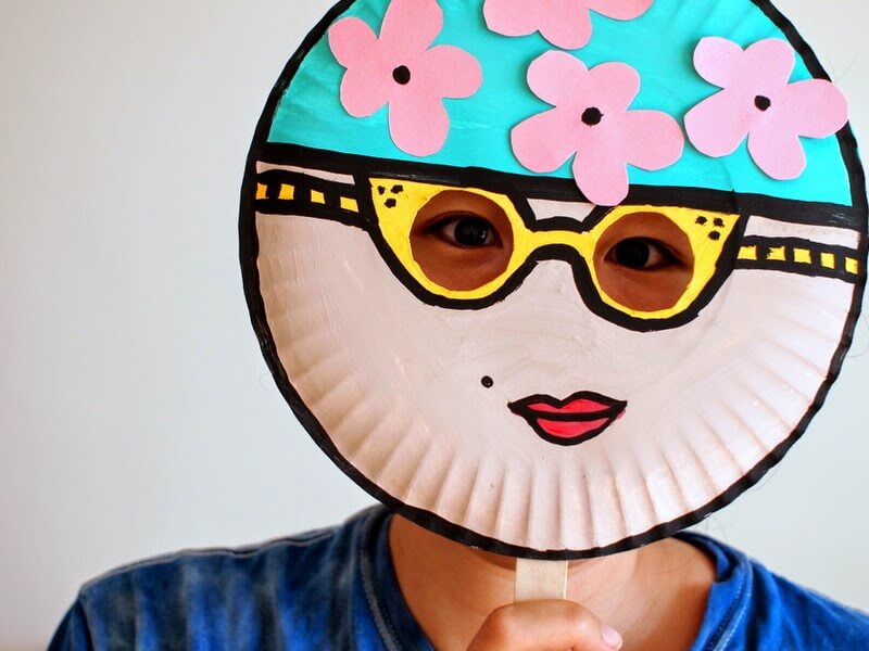 DIY Face Mask Let's Laugh Day Paper Plate Craft Ideas For Kids