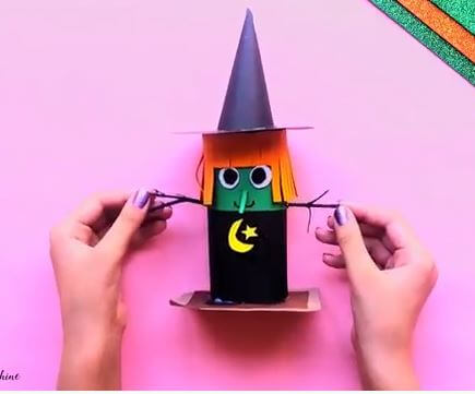 DIY Halloween Witch Craft Using Toilet Paper Roll For Kids