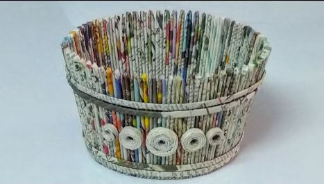 DIY Newspaper Basket Craft Idea For Kids