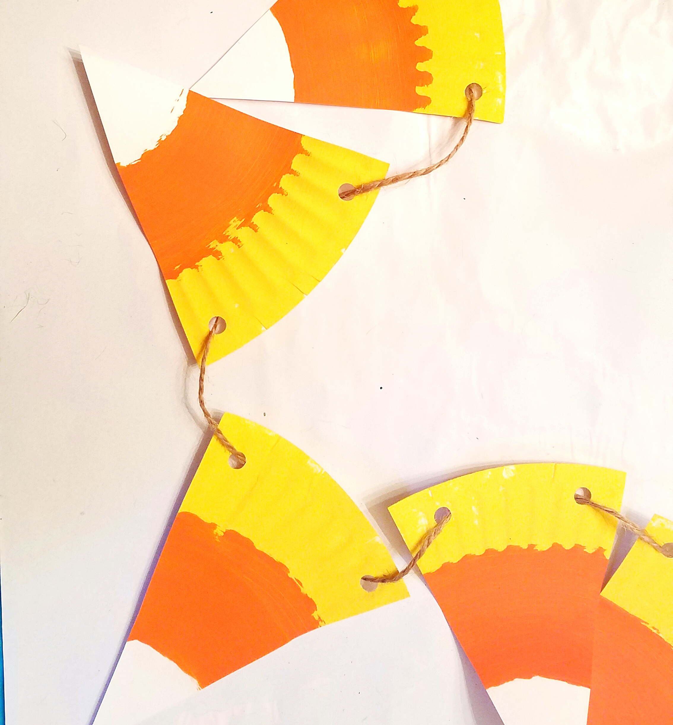 DIY Paper Plate Candy Corn Banner Decoration Craft For Kids