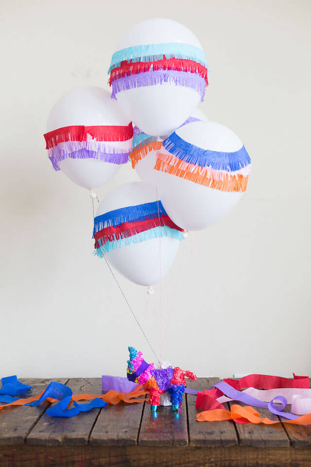 DIY Pinata Balloons Decoration Craft With Crepe Paper Streamers