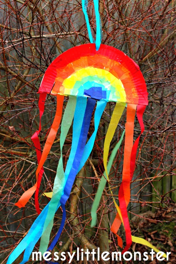 DIY Rainbow Sun Catcher Kite Day Craft With Paper Plate For Kids