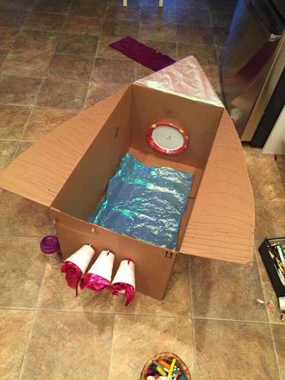 DIY Rocket Space day Ship Art & Craft With Cardboard For Toddlers