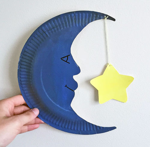 DIY Paper Plate Moon And Star Craft For Kids