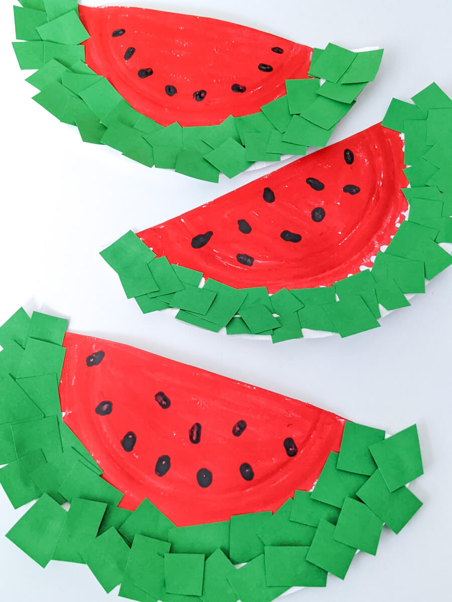 DIY Watermelon Educational Paper Plate craft Activity For Kids