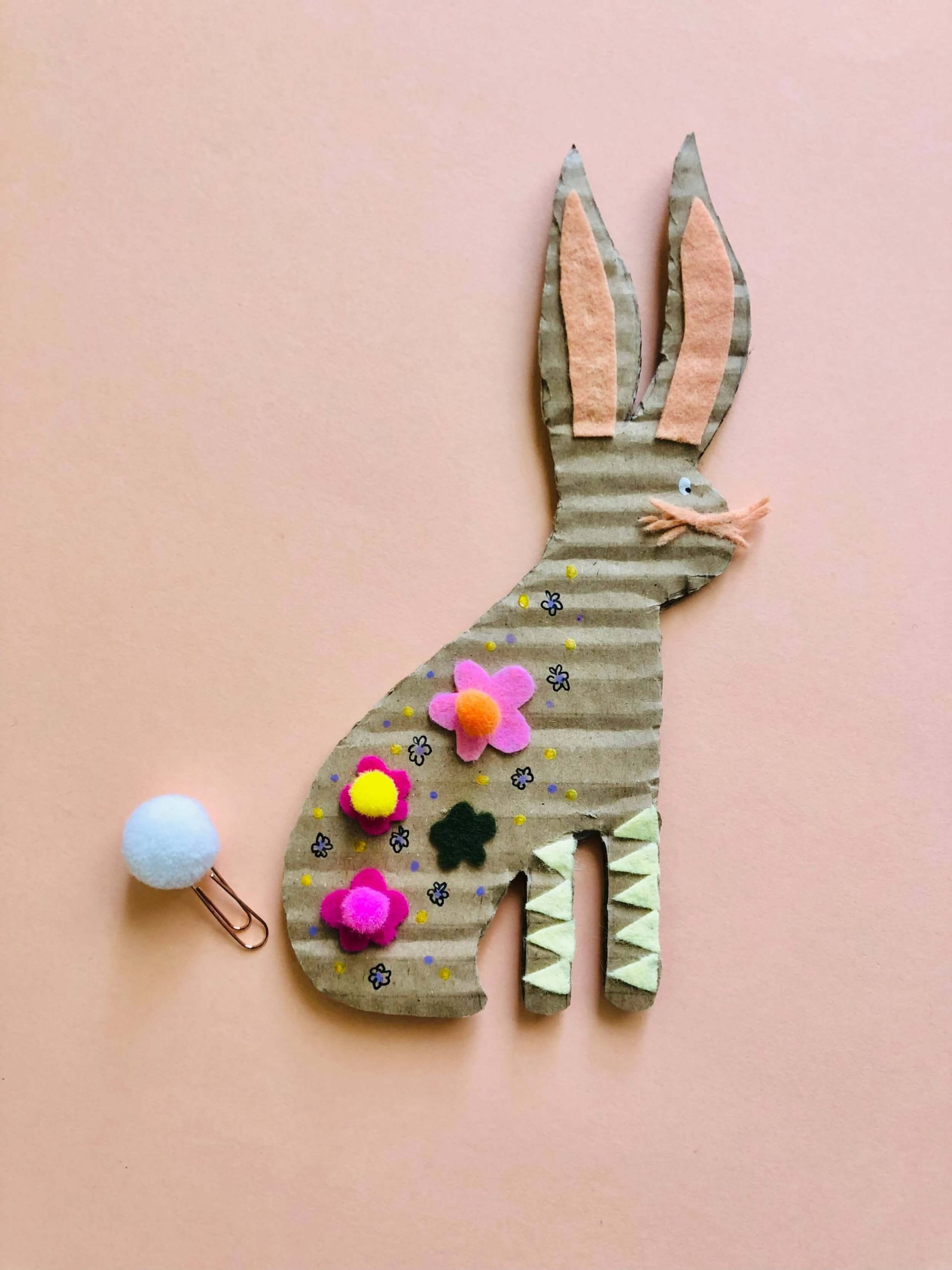 Easter Bunny Decoration Craft Activity With Cardboard