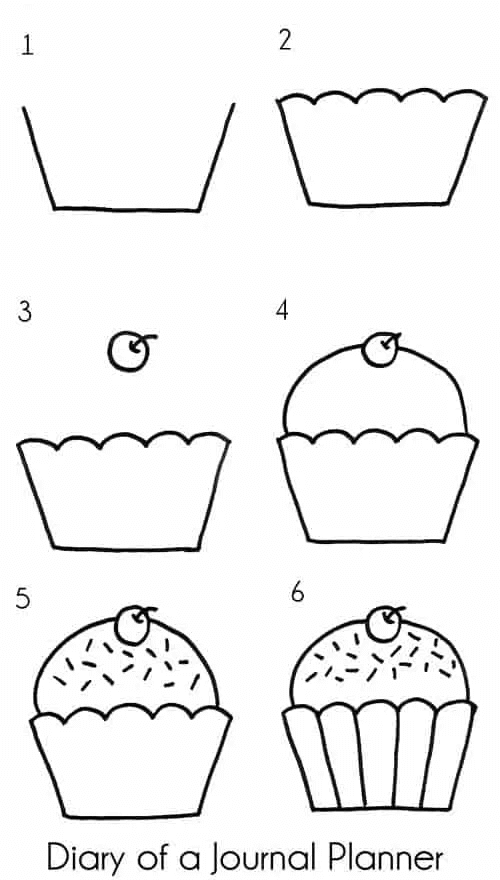 Easy & Simple Cupcake Drawing Step By Step Ideas For Kids