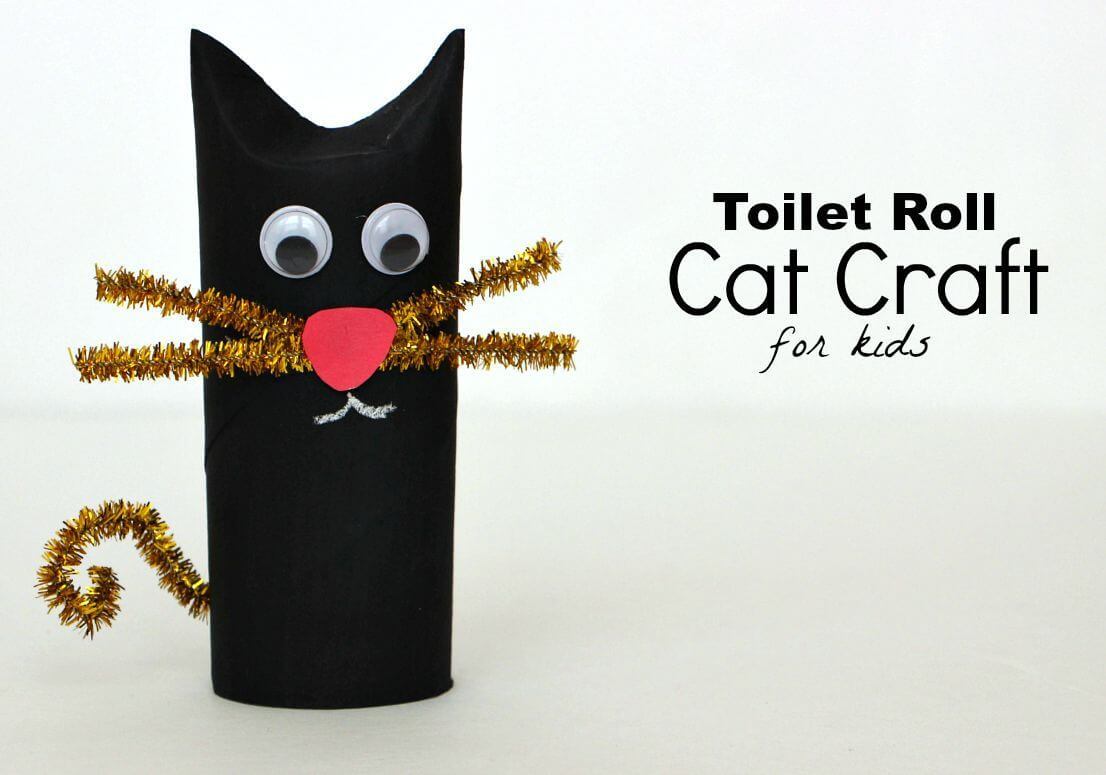 Toilet Roll Miscellaneous Crafts Easy Cat Craft With Toilet Paper Roll