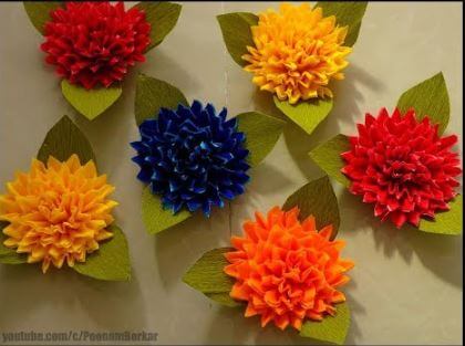 Easy Crepe Paper Flower Decoration Craft Ideas At Home