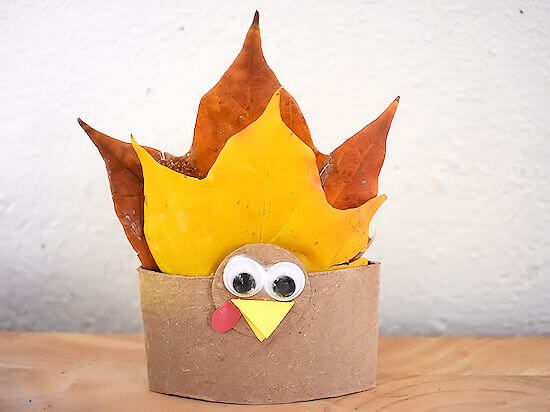 Easy Fall Leaf Turkey Craft With Cardboard Roll