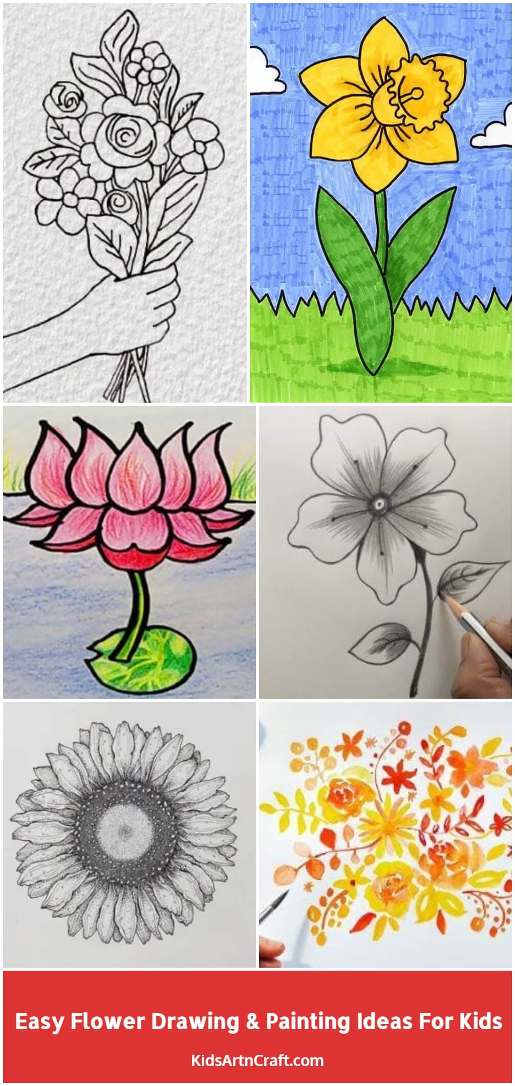 Easy Flower Drawing & Painting Ideas For Kids
