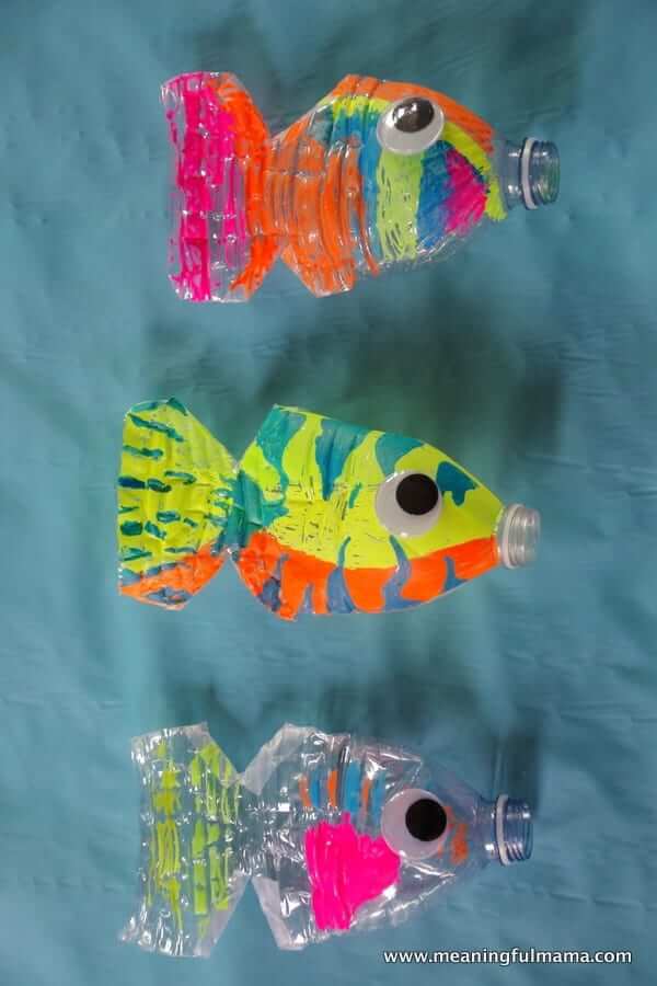 Recycled Easy & Fun Water Bottle Fish animal Craft Tutorial Ideas For Kids