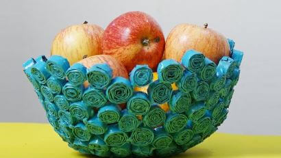 Easy Newspaper Fruit Basket Craft Idea