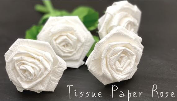 Double Tissue Paper Rose Flower Craft Ideas