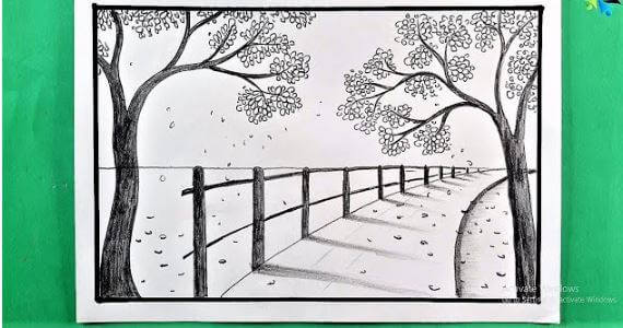 Easy Road Scenery Pencil Art Drawing Sketch Of Nature