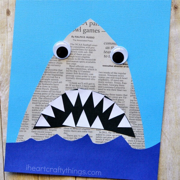 Newspaper Shark Craft Idea to Make at Home For Preschoolers