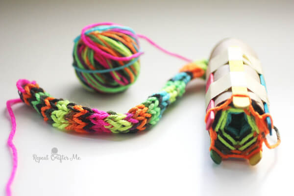 Easy Snake Knitting Cardboard Roll Craft Idea For Kids