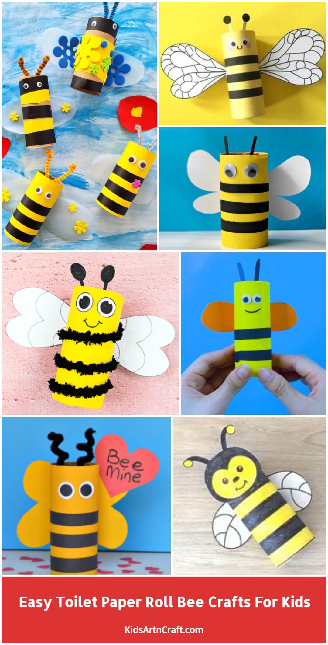 Easy Toilet Paper Roll Bee Crafts for Kids - Kids Art & Craft