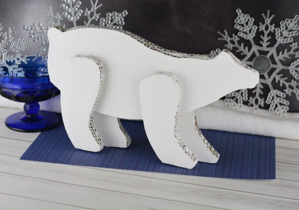 Easy White Polar Bear Animal Craft Using Cardboard