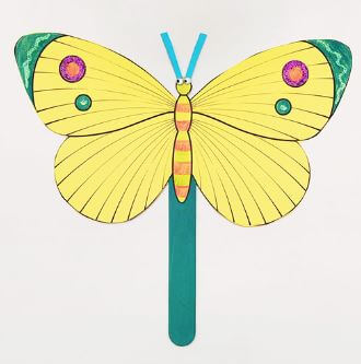 Easy Yellow Butterfly Fan Cardboard Craft With Printable Template For kids