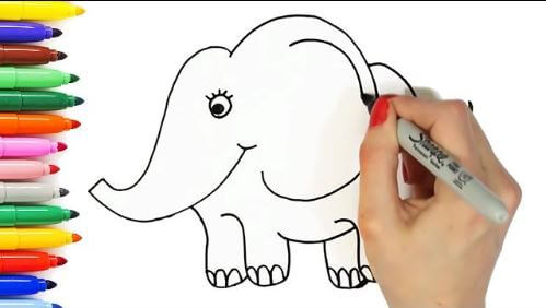 Elephant Drawing Idea For Kids