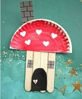 Fairy House Paper Plate Craft Idea Using Popsicle Stick For Kids