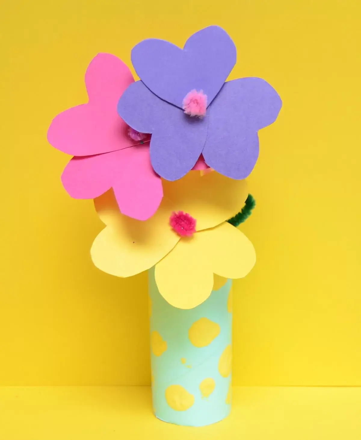 Flower Vase Toilet Paper Roll Craft Idea For Toddlers