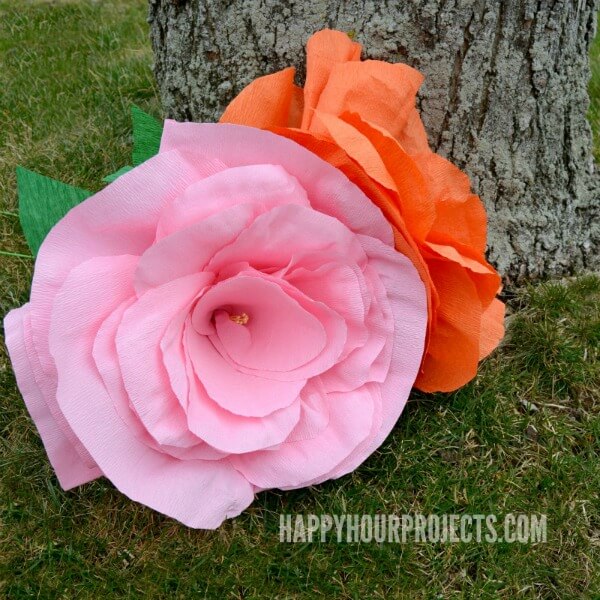 Giant Crepe Paper Flower Craft Ideas For Kids To Make With Parents
