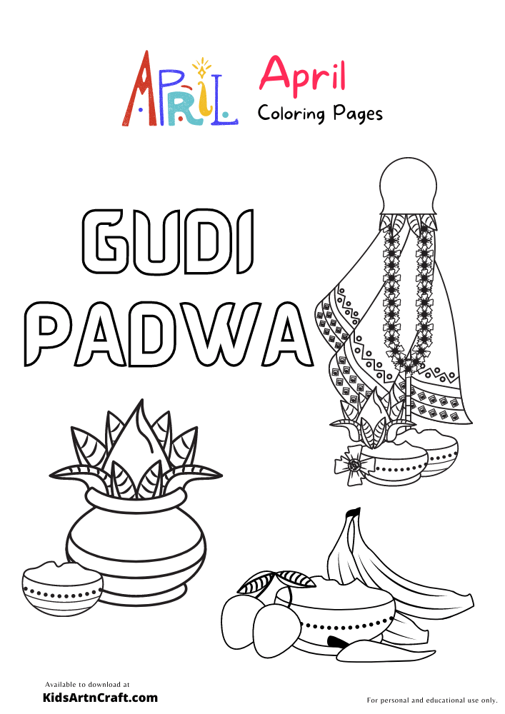 Gudi Padwa Coloring Pages For Kids – Free Printables