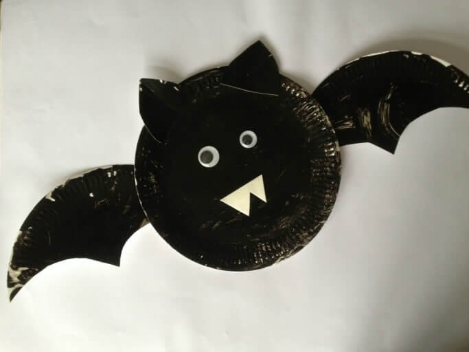 Halloween Bat Craft Using Paper Plate & Googly eyes