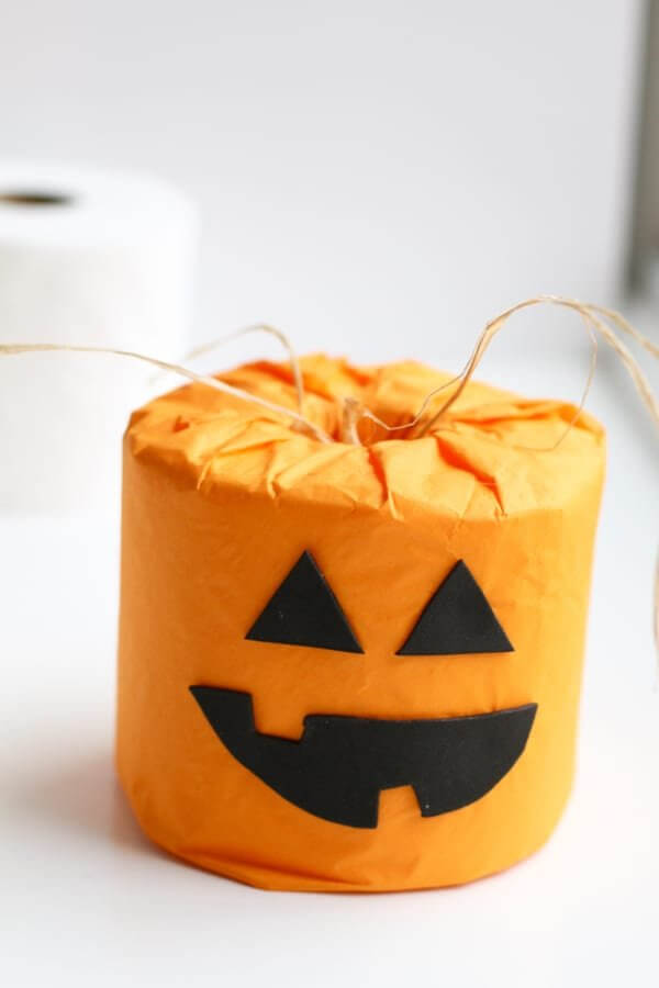 Halloween Pumpkin Craft With Toilet Paper Roll