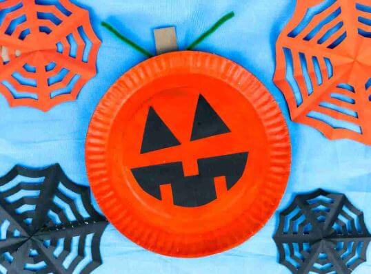 Halloween Paper Plate Pumpkin Craft For Kids